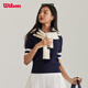 威爾勝（Wilson）官方秋季女士ESSEX復古毛織撞色修身網(wǎng)球運動(dòng)短袖POLO衫 海軍藍-WW00014331DBC M /170/88A