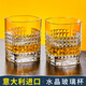 路易治·波米奧尼 意大利進(jìn)口威士忌酒杯水晶玻璃杯XO洋酒杯子高顏值歐式高檔輕奢 鉆石紋威士忌杯380ml 兩支