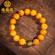 福韻瑞琥珀蜜蠟俄料飄花雞油黃手串老山檀手鏈蓮花轉(zhuǎn)運(yùn)珠高貨送生日禮物 老山檀飄花蜜蠟12mm+ 女士16號(hào) 15cm