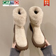 卡帝樂鱷魚（CARTELO）雪地靴女加絨加厚大棉鞋2025新款厚底毛毛保暖鞋防水防滑冬天短靴 卡其色 38 標(biāo)準碼