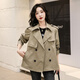 2026春季新款雙排扣英倫風(fēng)衣外套女短款小個(gè)子女士春秋款外套寬松 卡其色 M (建議100-115斤)