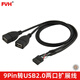 FVH USB2.0母雙口面板鍵鼠延長(zhǎng)線 電腦主板9Pin轉(zhuǎn)USB2.0兩口擴(kuò)展連接線   50cm