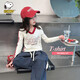史努比（SNOOPY）童裝女童t恤兒童長(cháng)袖上衣女孩v領(lǐng)休閑衣服春季 字母V領(lǐng)T米色