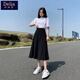 矜持范2025春夏季高腰長(cháng)a字型新款黑色半身裙女高檔女學(xué)生顯瘦收腰子 黑色 L [推薦-120斤]