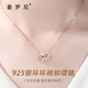 泰羅尼環(huán)環(huán)相扣項鏈女S925銀小蠻腰鎖骨鏈輕奢時尚紀念日生日禮物 雙環(huán)項鏈-玫瑰金色【店長推薦】