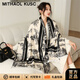 MITHAOL KUSC高檔含羊毛圍巾女秋冬2025披肩保暖百搭圍脖生日禮物送女友 山水意境黑白 【心想事