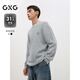 GXG男裝 雙色華夫格提花毛衫小標針織衫男士打底衫 秋冬新品 灰色 2XL