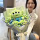 吉吉熊卡通三眼仔毛絨公仔玩偶花束三眼怪閨蜜拍照手捧花兒童女生日禮物 1大4小三眼仔款(高55cm，寬30cm 手提袋+賀卡+氛圍燈串