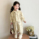 咭卡咭為女童套裝春秋2025新款兒童衣服小女孩洋氣休閑工裝外套兩件套寶寶 米色 常規 春秋套裝 120 cm碼建議5-6歲(身高115左右）