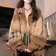 派吉鯊美式高街破洞貼布牛仔外套女潮牌春秋寬松慵懶風(fēng)休閑工裝夾克上衣 卡其色 S