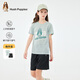 暇步士（Hush Puppies）童裝兒童套裝夏季女童速干戶外短袖T恤男童運(yùn)動(dòng)短褲 青黛綠 150