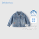 JELLYBABY 女童牛仔衣春春洋氣寶寶外套開(kāi)衫春季兒童上衣春裝新款 牛仔藍 140 CM