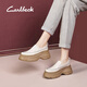 Carl Beck品牌一腳蹬厚底樂福鞋女復(fù)古2024年春季新款增高松糕底休閑單鞋女 米白色 39 245mm