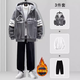 gxmy羊羔絨棉衣男冬季潮牌連帽棉服男士外套搭配衣服男裝棉襖三件套 Y017灰色+棉白T+加絨黑衛褲 XL 【適合120-140斤】