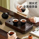 初心黑檀木茶盤工夫茶臺(tái)辦客廳中式簡(jiǎn)約辦公室蓄水小型茶具托盤 墨峰茶盤-黑檀全木款