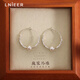 LnieerS925銀碎銀子珍珠耳釘2025新款高級(jí)感耳環(huán)小眾復(fù)古朱砂耳圈耳飾女 碎銀子珍珠耳環(huán)【925銀】