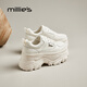 妙麗女鞋2025夏季新款厚底老爹鞋女百搭松糕鞋子女軟底增高休閑鞋女 銀色 37