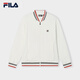 FILA 斐樂(lè )官方男士針織長(cháng)袖外套2025夏季新款舒適簡(jiǎn)約休閑棒球服 云白-WT XL 180/100A/XL