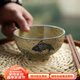 和風(fēng)四季中式復(fù)古陶瓷釉下彩餐具米飯碗家用小湯碗零食碗手繪餐具碗高腳碗 （4.5英寸）復(fù)古魚樂飯碗（300ml