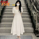 FSHE法式蝴蝶結白色連衣裙女夏設計感小眾高級感仙女初戀長(cháng)裙 白色[長(cháng)裙白月光初戀氣質(zhì)] S 建議80-90斤