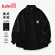 班尼路（Baleno）黑色重磅長(zhǎng)袖襯衫秋季新款設(shè)計(jì)感燈芯絨港風(fēng)高街潮男百搭開衫外套