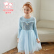 富羅迷女童連衣裙兒童公主裙藍色愛(ài)莎裙子亮片網(wǎng)紗裙 藍色 130 