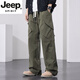 JEEP SPIRIT2025春秋季新款男士純棉寬松直筒工裝褲闊腿休閑長(zhǎng)褲子加肥加大碼 軍綠色 XL 建議140-155斤