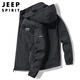 JEEP SPIRIT吉普夾克男外套春秋季韓版男士上衣寬松連帽男裝 黑色 XL 