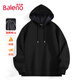 班尼路（Baleno）連帽衛衣男冬季加絨加厚保暖純色套頭男士外套潮流寬松百搭男裝