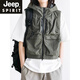 JEEP SPIRIT日系暗黑風(fēng)cityboy工裝復(fù)古戰(zhàn)術(shù)坎肩男機(jī)能風(fēng)多口袋連帽時(shí)尚馬甲 軍綠色 XL