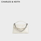 CHARLES&KEITH鱷魚(yú)紋鏈條信封包小方包生日禮物新年禮物送女友CK2-50271476 Cream奶白色 小包