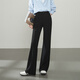 逸陽(yáng)（ESE-Y）黑色西裝喇叭褲女秋季高腰遮肉顯瘦垂感微喇馬蹄長(cháng)褲子 黑色 26