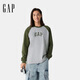 蓋璞Gap男女裝2026春季經(jīng)典款logo撞色插肩袖T恤725630 灰色 M (170/92A)亞洲尺碼