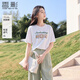 香影白色t恤女短袖2026夏裝新款慵懶風(fēng)寬松字母卡通貓咪減齡上衣 白色 T恤 L 165/88A/110-125斤