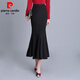 皮爾卡丹（pierre cardin）魚(yú)尾半身裙黑色高腰包臀裙長(cháng)款長(cháng)裙加絨顯瘦氣質(zhì)一步裙子春秋冬季 黑色 春秋款 L 建議103-112斤