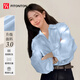 FitonTon白色襯衫女雪紡衫秋冬設計感休閑氣質(zhì)顯瘦長(cháng)袖襯衣藍色 S