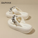 達芙妮（DAPHNE）七夕拖鞋女外穿厚底增高沙灘拖2024夏季新款一字拖水鉆松糕涼拖鞋 米色 39