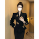 源夫人歐貨黑色西裝外套女2025春秋設(shè)計(jì)感重工超好看西服短外套上衣 黑色外套 2XL 130-145斤