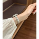 腕美主義適用蘋果手表S10新款iwatchs9女士表帶s8四葉草拼皮se腕表applewatch7代高級皓石表鏈45mm42mm腕帶 布曳拉提手鐲款-銀色 適用：iwatch【42mm】10代