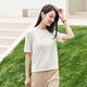 春竹2026春夏新款純色圓領(lǐng)基礎正肩顯瘦百搭針織t恤女短袖上衣 米白色 2XL