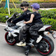 孩兒乖?xún)和妱?dòng)車(chē)摩托車(chē)大號寶寶玩具車(chē)可坐大人雙人3-17歲男女三輪摩托 4-13歲升級加大版+手轉加速白+閃光輪