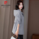皮爾卡丹（pierre cardin）春秋季風(fēng)衣女中長款2024新款韓版寬松休閑外套女時尚連帽工裝上衣 水藍(lán)色 L （110-120斤）