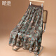 她池印花半身裙2026春裝新款女裝網(wǎng)紗飄逸松緊腰中長(cháng)款A字裙