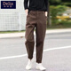 矜持范褲子女春秋工裝小清新加絨哈倫小腳顯瘦洋氣文藝休閑褲女 咖啡色 【春秋】 薄款 L 建議101-115斤