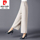 皮爾卡丹（pierre cardin）蠶絲闊腿褲女夏季薄款中年顯瘦媽1媽寬松休閑褲高腰九分褲 淺灰 XL 建議115-125斤
