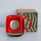 星巴克（Starbucks）杯子限量版風(fēng)情侶杯子限量版黑白人魚(yú)銅章陶瓷大容量咖啡杯馬克杯 紅色魚(yú)鱗杯 單杯+蓋子+勺子+杯墊原盒裝
