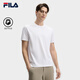 FILA 斐樂官方男子女子針織短袖衫2025春新款簡約休閑舒適情侶圓領T恤 標準白-WT XL