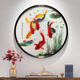 擺福百利蘇繡客廳玄關(guān)裝飾畫(huà)圓形壁畫(huà)新中式高檔背景墻餐廳掛畫(huà)精品刺繡 精品刺繡  鴻運當頭九魚(yú)圖 80*80實(shí)木邊框