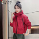 啄木鳥(niǎo)沖鋒衣外套女春秋季2025新款寬松時(shí)尚連帽短款棒球服工裝夾克上衣 紅色【夾薄棉】 L 建議105-120斤