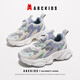 ABC KIDS女童夏季時(shí)尚百搭運(yùn)動(dòng)鞋單網(wǎng)男童透氣跑步鞋兒童涼鞋 米/灰藍(lán) 34 